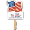 American Flag Stock Shape Fan w/ Wooden Stick